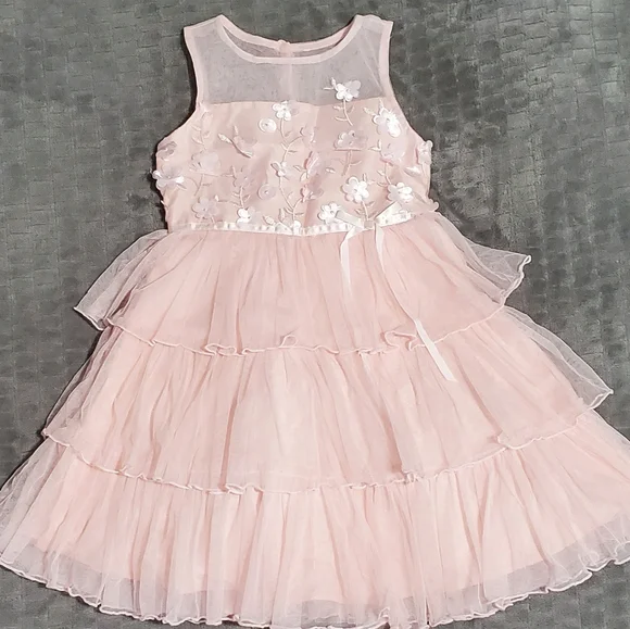 jona michelle dress pink Jona Michelle Dresses | Nwt Jona Michelle Girls Size 7 Spring Easter Wedding Dress Pink Crinoline Floral | Color: Pink | Size: 7g